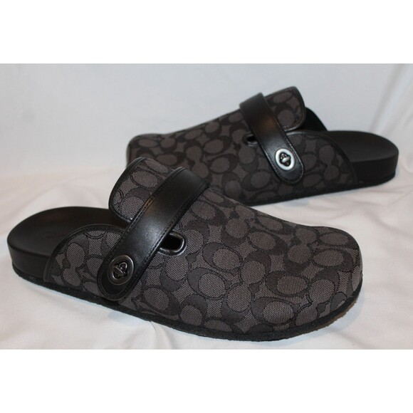 Coach Clog Signature Jacquard Charcoal Black Slip on Comfort Sandals Men Sz 13 - Picture 1 of 7